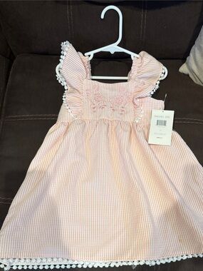 Rachel Zoe Pink and White Striped Embroidered Sundress for Girls